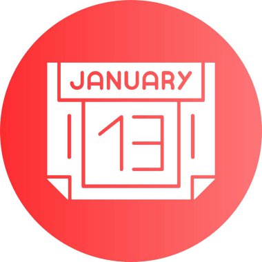 13 Ocak takvim web simgesi, basit vektör illüstrasyonu           