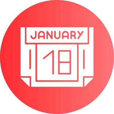 18 Ocak takvim web simgesi, basit vektör illüstrasyonu           