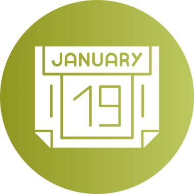 19 Ocak takvim web simgesi, basit vektör illüstrasyonu           