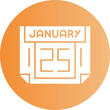 25 Ocak takvim web simgesi, basit vektör illüstrasyonu           