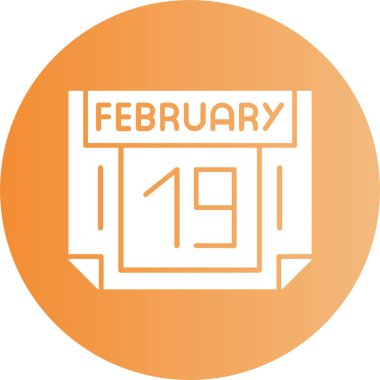 19 Şubat tarih ikonu vektör illüstrasyonu 