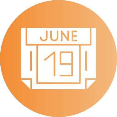 19 Haziran takvim tarih vektör illüstrasyonu 