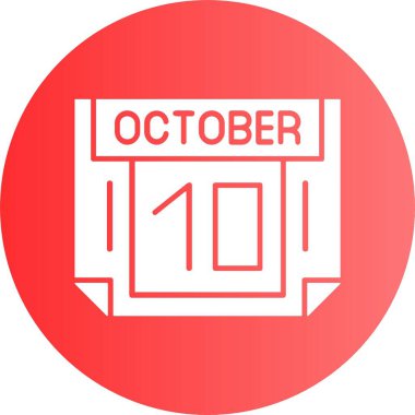 10 Ekim web simgesi, basit vektör illüstrasyonu 