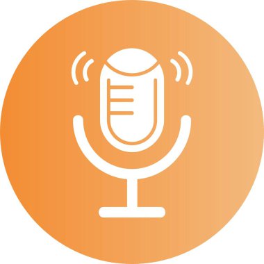 Podcast mikrofon simgesi, vektör illüstrasyonu