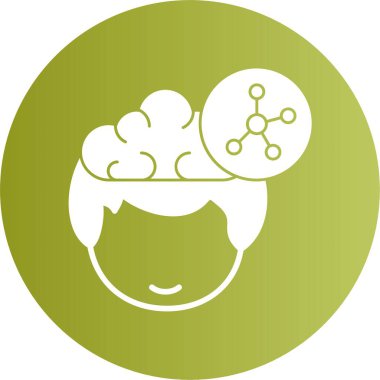 Düşünen beyin simgesi, Zihin sembolü, vektör çizimi