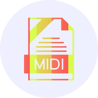 MIDI dosya biçim simgesi, vektör illüstrasyonu 