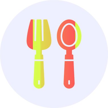 Spoon ve Fork web basit simge illüstrasyonu