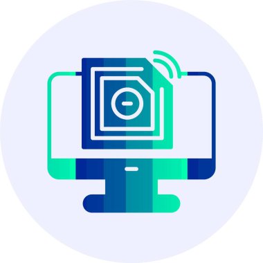  Rfid çip ağ simgesi vektör çizimi