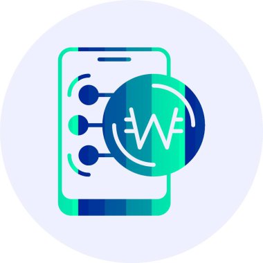  Güney Kore Won web simgesi vektör illüstrasyonu