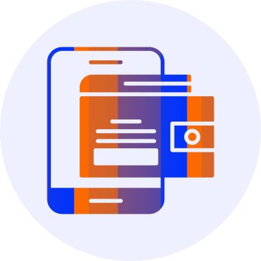 Cep telefonu cüzdanı. Web simgesi vektör illüstrasyonu                            