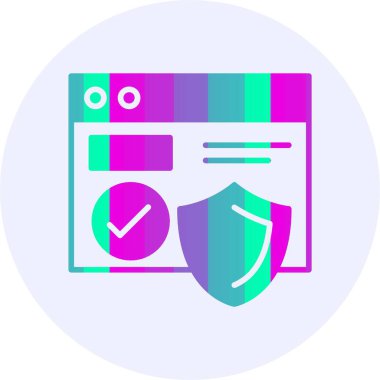Çevrimiçi güvenlik web simgesi, vektör illüstrasyonu 