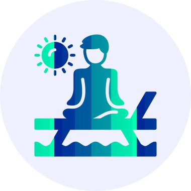 Plaj yoga ikonu, vektör illüstrasyonu