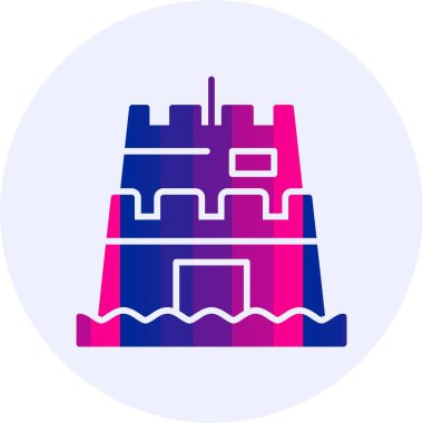 Kum heykeli simgesi, vektör illüstrasyonu 