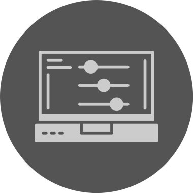 Dizüstü bilgisayar ekranı web simgesi üzerindeki ayarlar, basit vektör illüstrasyonu