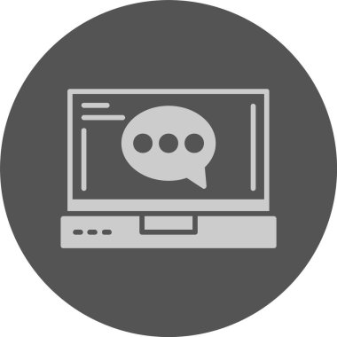 Dizüstü bilgisayar simgesi, vektör illüstrasyonu basit tasarım üzerine yorum