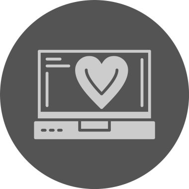 Dizüstü bilgisayarda kalp, vektör çizimi basit tasarım