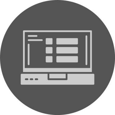 Dizüstü bilgisayar simgesi üzerindeki menü, vektör illüstrasyonu basit tasarım