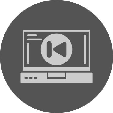  Dizüstü bilgisayar simgesinde geriye doğru atla, vektör illüstrasyonu basit tasarım