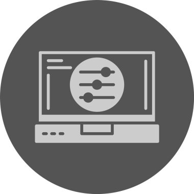 Dizüstü bilgisayar ekranı web simgesi üzerindeki ayarlar, basit vektör illüstrasyonu