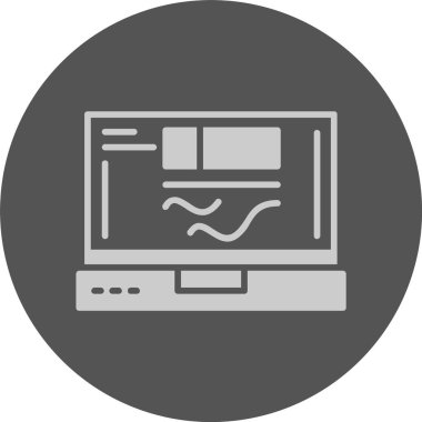 Laptop simgesi üzerinde analizler, vektör illüstrasyonu basit tasarım