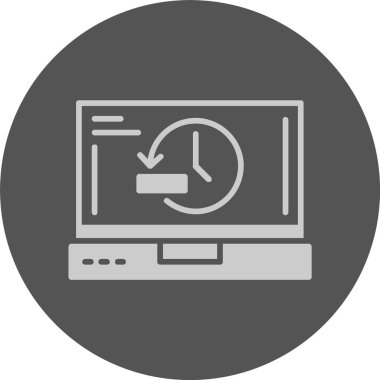 Dizüstü bilgisayar simgesi üzerinde geçmiş, vektör illüstrasyonu basit tasarım