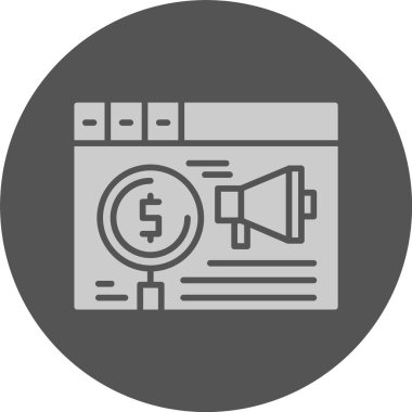 Ücretli reklam analizi web simgesi, basit vektör illüstrasyonu