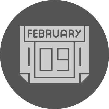 9 Şubat. Takvim simgesinin web illüstrasyonu