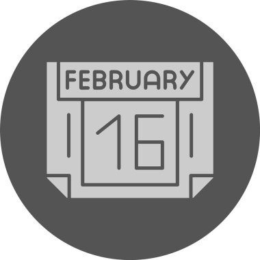 16 Şubat. Takvim simgesinin web illüstrasyonu