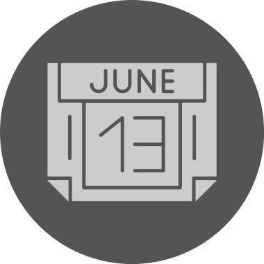 13 Haziran takvim ikonu vektör illüstrasyonu               