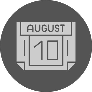 10 Ağustos, takvim web simgesi, basit illüstrasyon