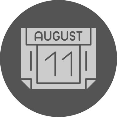 11 Ağustos, takvim web simgesi, basit illüstrasyon