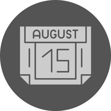 15 Ağustos, takvim web simgesi, basit illüstrasyon