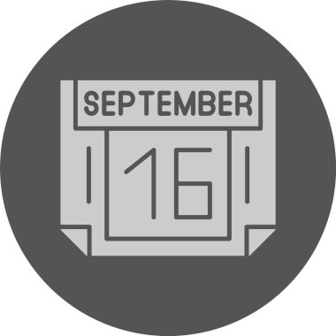 16 Eylül. Takvim simgesinin web illüstrasyonu