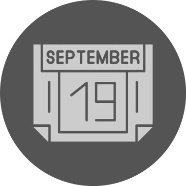 19 Eylül. Takvim simgesinin web illüstrasyonu