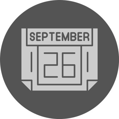 26 Eylül. Takvim simgesinin web illüstrasyonu