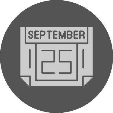 25 Eylül. Takvim simgesinin web illüstrasyonu