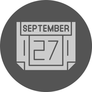 27 Eylül. Takvim simgesinin web illüstrasyonu