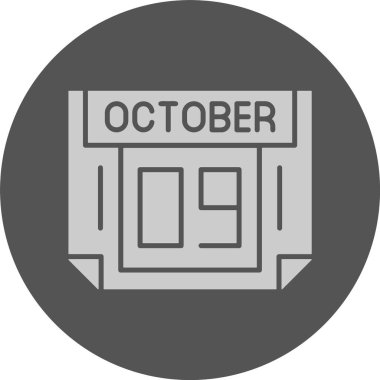 9 Ekim tarihi, takvim simgesi vektör illüstrasyonu    