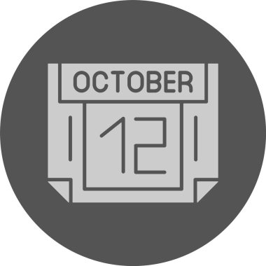 12 Ekim tarihi, takvim simgesi vektör illüstrasyonu    