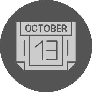 13 Ekim tarihi, takvim simgesi vektör illüstrasyonu    