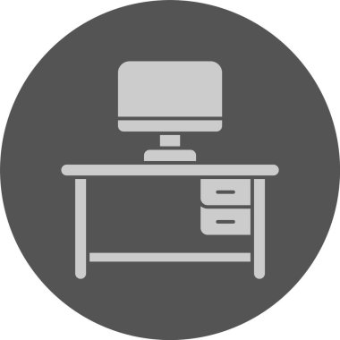 Office Desk web simgesi, basit vektör illüstrasyonu