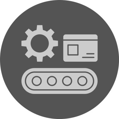 Fabrika Assembly Line web simgesi, basit vektör illüstrasyonu