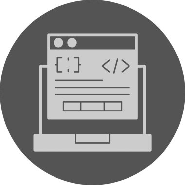 Kod İşlemci Web simgesi, basit vektör illüstrasyonu