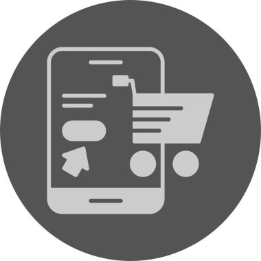 Çevrimiçi alışveriş web simgesi, basit vektör illüstrasyonu