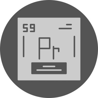 Praseodim. Kimyasal simgenin web illüstrasyonu