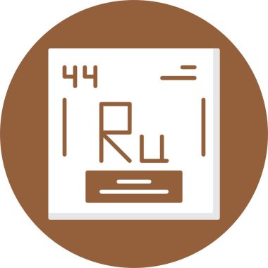 Rutenyum kimyasal element simgesi beyaz arkaplanda izole edildi. Rutenyum simge vektörü