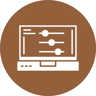 Dizüstü bilgisayar ekranı web simgesi üzerindeki ayarlar, basit vektör illüstrasyonu