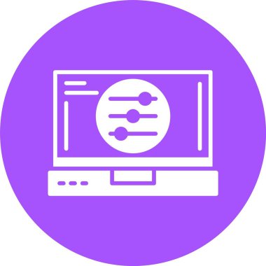 Dizüstü bilgisayar ekranı web simgesi üzerindeki ayarlar, basit vektör illüstrasyonu