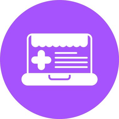 Medikal Çevrimiçi Depolama simgesi, vektör illüstrasyonu basit tasarım