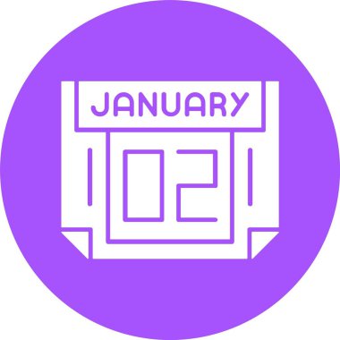 2 Ocak. Takvim simgesinin web illüstrasyonu